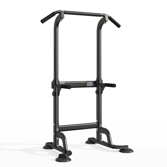 Power Tower Pull up Bar, Strength Training Workout Equipment with Adjustable Height High Stability - Black